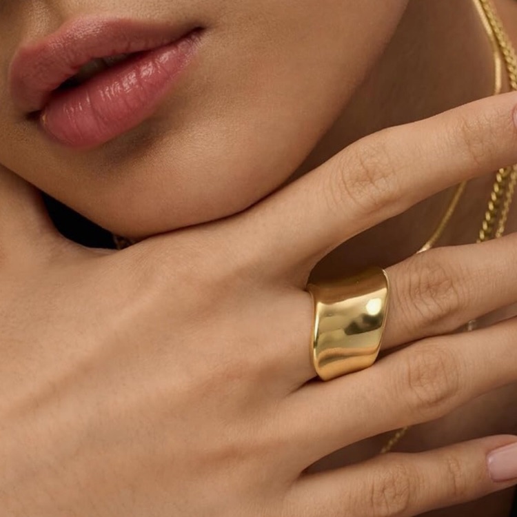 New 14k Gold Plated Chunky Statement Ring